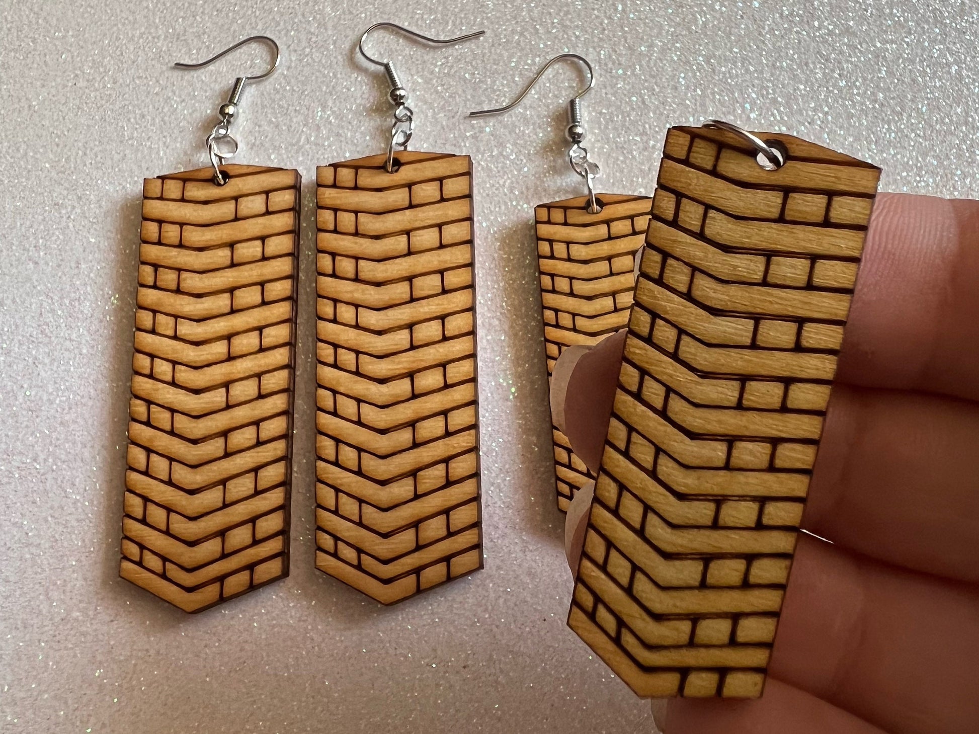 Wooden Tumble Block Earrings: Laser Cut Wood Earrings, Game Night, Best Gifts for Her/Him/Them