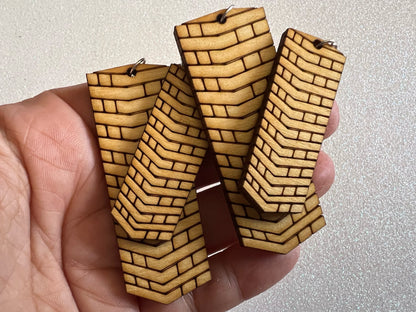 Wooden Tumble Block Earrings: Laser Cut Wood Earrings, Game Night, Best Gifts for Her/Him/Them