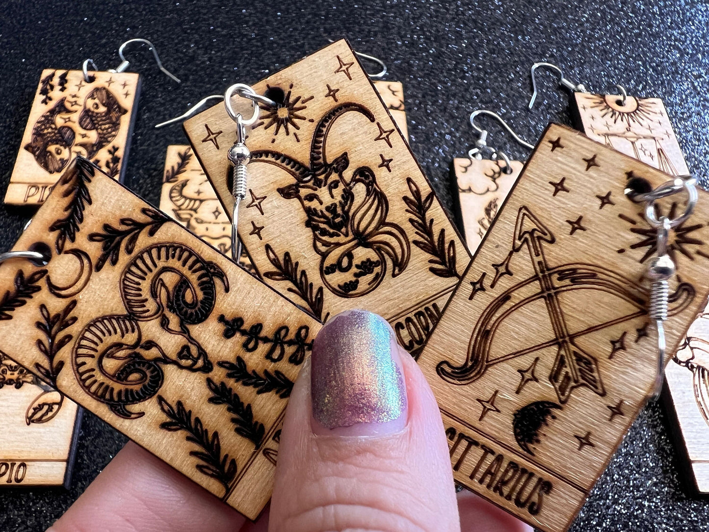 Wooden Zodiac Earrings: Laser Cut Wood Astrology Signs, Leo, Scorpio, Aries, Pisces, Cancer, Virgo, Gemini, Aquarius, Gifts for Her/Him/Them