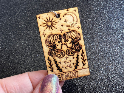 Wooden Zodiac Earrings: Laser Cut Wood Astrology Signs, Leo, Scorpio, Aries, Pisces, Cancer, Virgo, Gemini, Aquarius, Gifts for Her/Him/Them