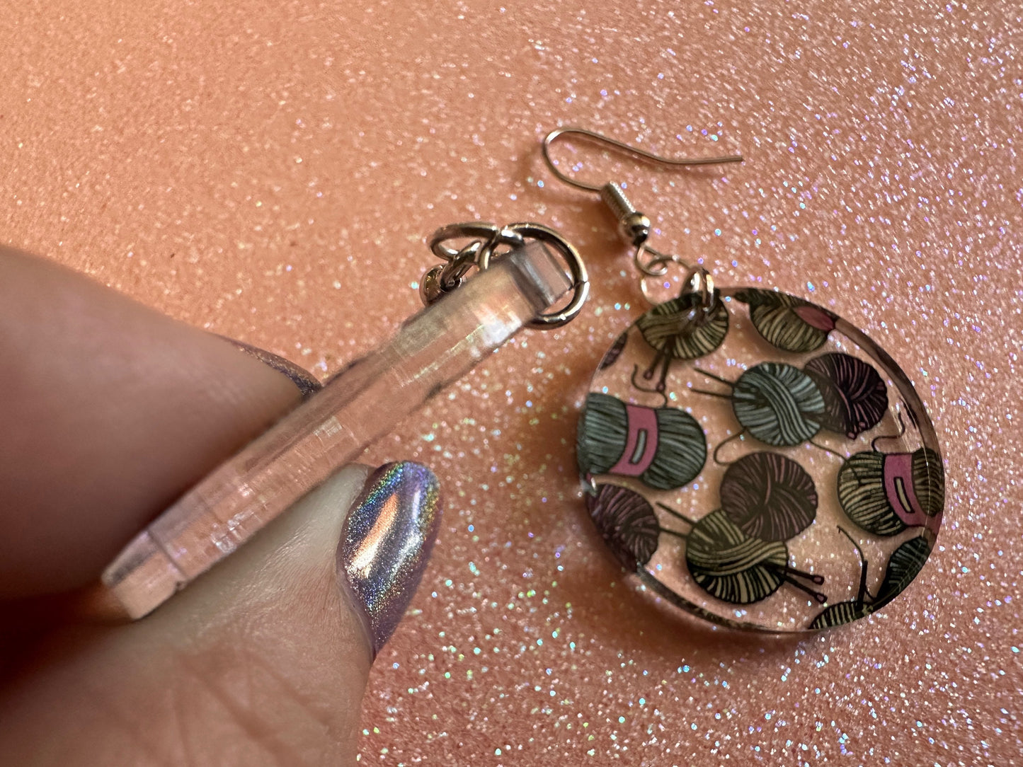 Yarn Earrings: Laser Cut Acrylic Knitting Earrings, Crafter, Knit, Crochet, Hobby, DIY, Gift, Crafting, Crochet, Best Gifts for Her/Him/Them