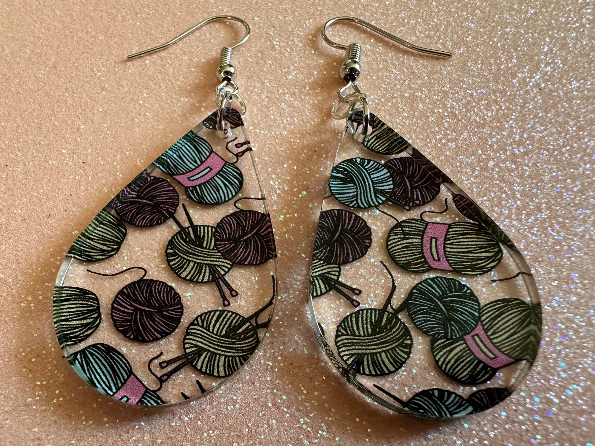 Yarn Earrings: Laser Cut Acrylic Knitting Earrings, Crafter, Knit, Crochet, Hobby, DIY, Gift, Crafting, Crochet, Best Gifts for Her/Him/Them