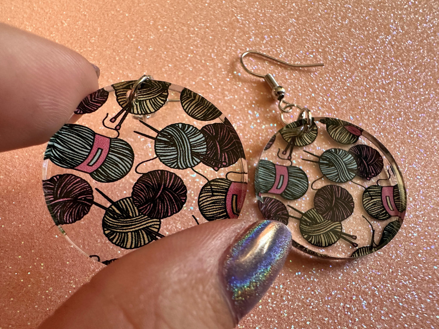 Yarn Earrings: Laser Cut Acrylic Knitting Earrings, Crafter, Knit, Crochet, Hobby, DIY, Gift, Crafting, Crochet, Best Gifts for Her/Him/Them