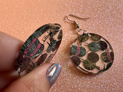 Yarn Earrings: Laser Cut Acrylic Knitting Earrings, Crafter, Knit, Crochet, Hobby, DIY, Gift, Crafting, Crochet, Best Gifts for Her/Him/Them