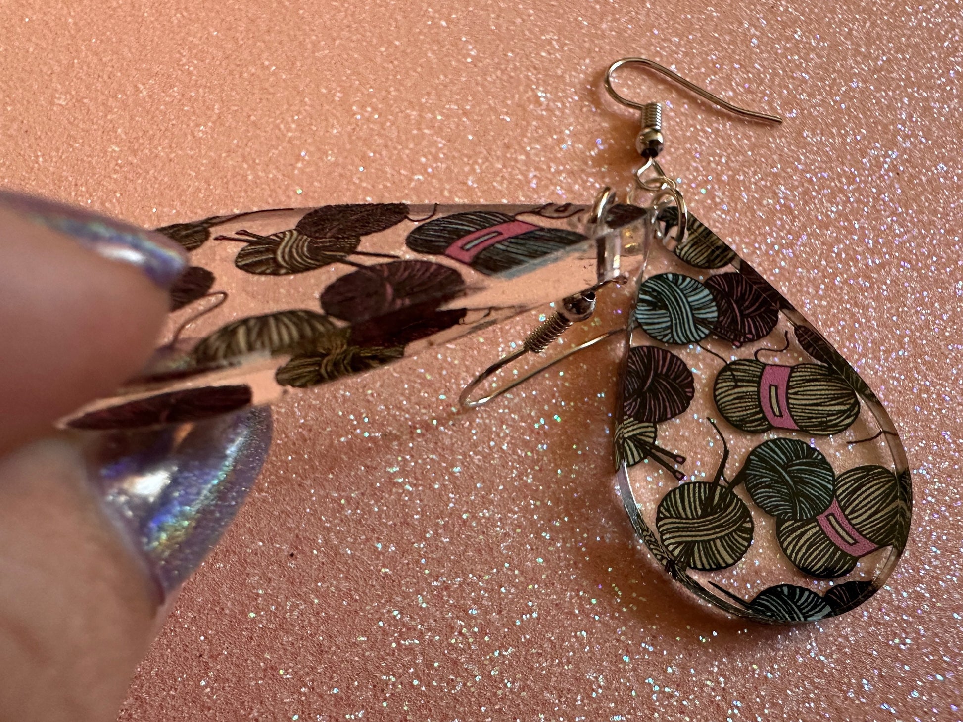 Yarn Earrings: Laser Cut Acrylic Knitting Earrings, Crafter, Knit, Crochet, Hobby, DIY, Gift, Crafting, Crochet, Best Gifts for Her/Him/Them