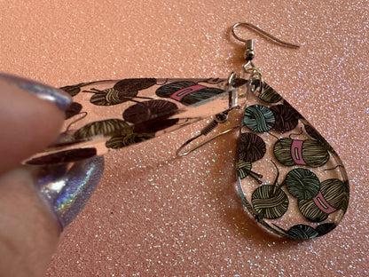 Yarn Earrings: Laser Cut Acrylic Knitting Earrings, Crafter, Knit, Crochet, Hobby, DIY, Gift, Crafting, Crochet, Best Gifts for Her/Him/Them