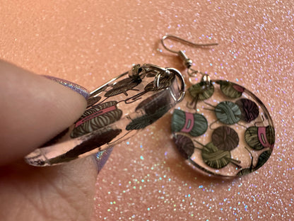 Yarn Earrings: Laser Cut Acrylic Knitting Earrings, Crafter, Knit, Crochet, Hobby, DIY, Gift, Crafting, Crochet, Best Gifts for Her/Him/Them