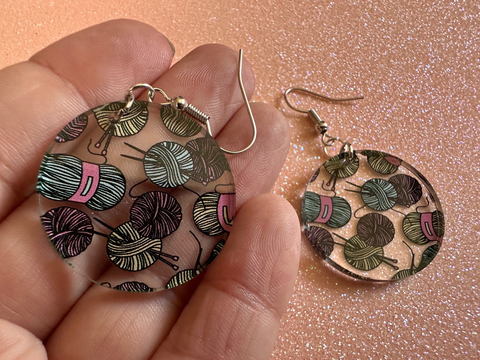 Yarn Earrings: Laser Cut Acrylic Knitting Earrings, Crafter, Knit, Crochet, Hobby, DIY, Gift, Crafting, Crochet, Best Gifts for Her/Him/Them