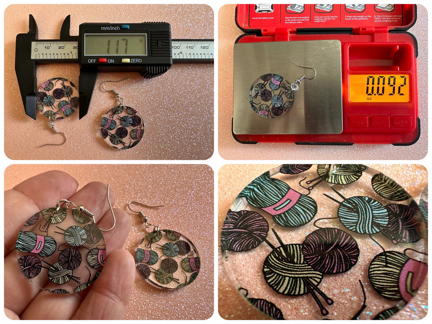 Yarn Earrings: Laser Cut Acrylic Knitting Earrings, Crafter, Knit, Crochet, Hobby, DIY, Gift, Crafting, Crochet, Best Gifts for Her/Him/Them