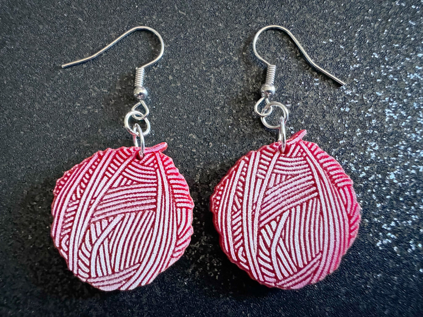 Yarn Earrings: Laser Cut Acrylic Yarn Ball, Knitting, Crafter, Knit, Crochet, Hobby, DIY, Gift, Craft, Crochet, Best Gifts for Her/Him/Them