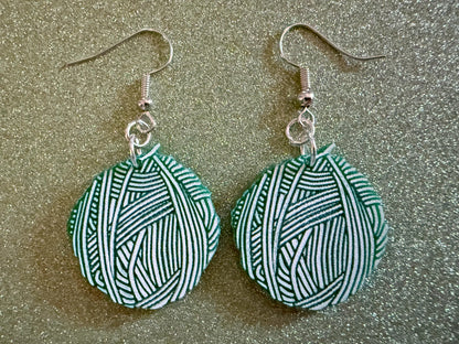 Yarn Earrings: Laser Cut Acrylic Yarn Ball, Knitting, Crafter, Knit, Crochet, Hobby, DIY, Gift, Craft, Crochet, Best Gifts for Her/Him/Them