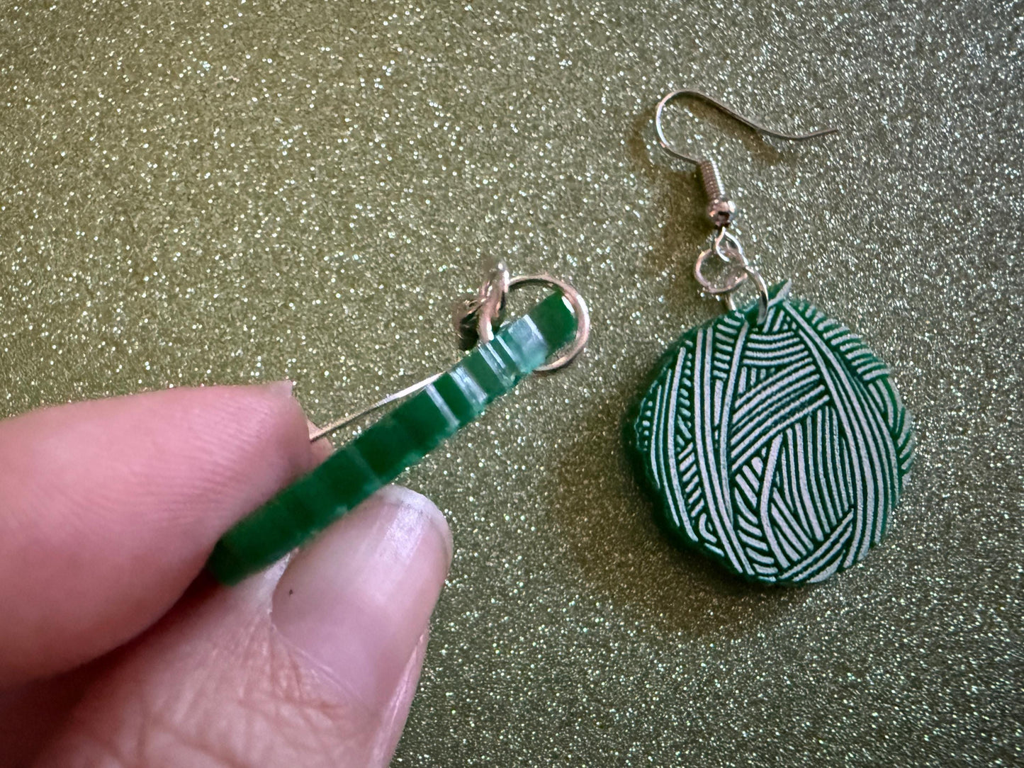 Yarn Earrings: Laser Cut Acrylic Yarn Ball, Knitting, Crafter, Knit, Crochet, Hobby, DIY, Gift, Craft, Crochet, Best Gifts for Her/Him/Them