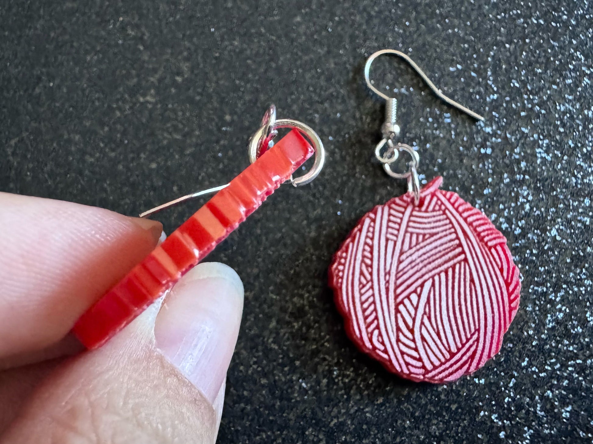 Yarn Earrings: Laser Cut Acrylic Yarn Ball, Knitting, Crafter, Knit, Crochet, Hobby, DIY, Gift, Craft, Crochet, Best Gifts for Her/Him/Them