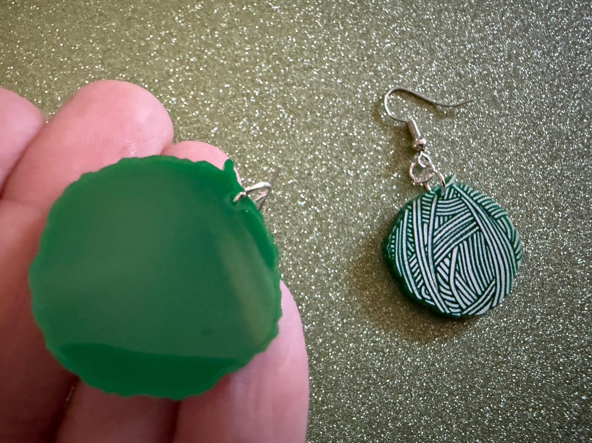 Yarn Earrings: Laser Cut Acrylic Yarn Ball, Knitting, Crafter, Knit, Crochet, Hobby, DIY, Gift, Craft, Crochet, Best Gifts for Her/Him/Them