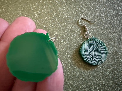 Yarn Earrings: Laser Cut Acrylic Yarn Ball, Knitting, Crafter, Knit, Crochet, Hobby, DIY, Gift, Craft, Crochet, Best Gifts for Her/Him/Them