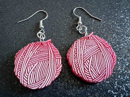 Yarn Earrings: Laser Cut Acrylic Yarn Ball, Knitting, Crafter, Knit, Crochet, Hobby, DIY, Gift, Craft, Crochet, Best Gifts for Her/Him/Them