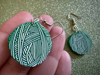 Yarn Earrings: Laser Cut Acrylic Yarn Ball, Knitting, Crafter, Knit, Crochet, Hobby, DIY, Gift, Craft, Crochet, Best Gifts for Her/Him/Them