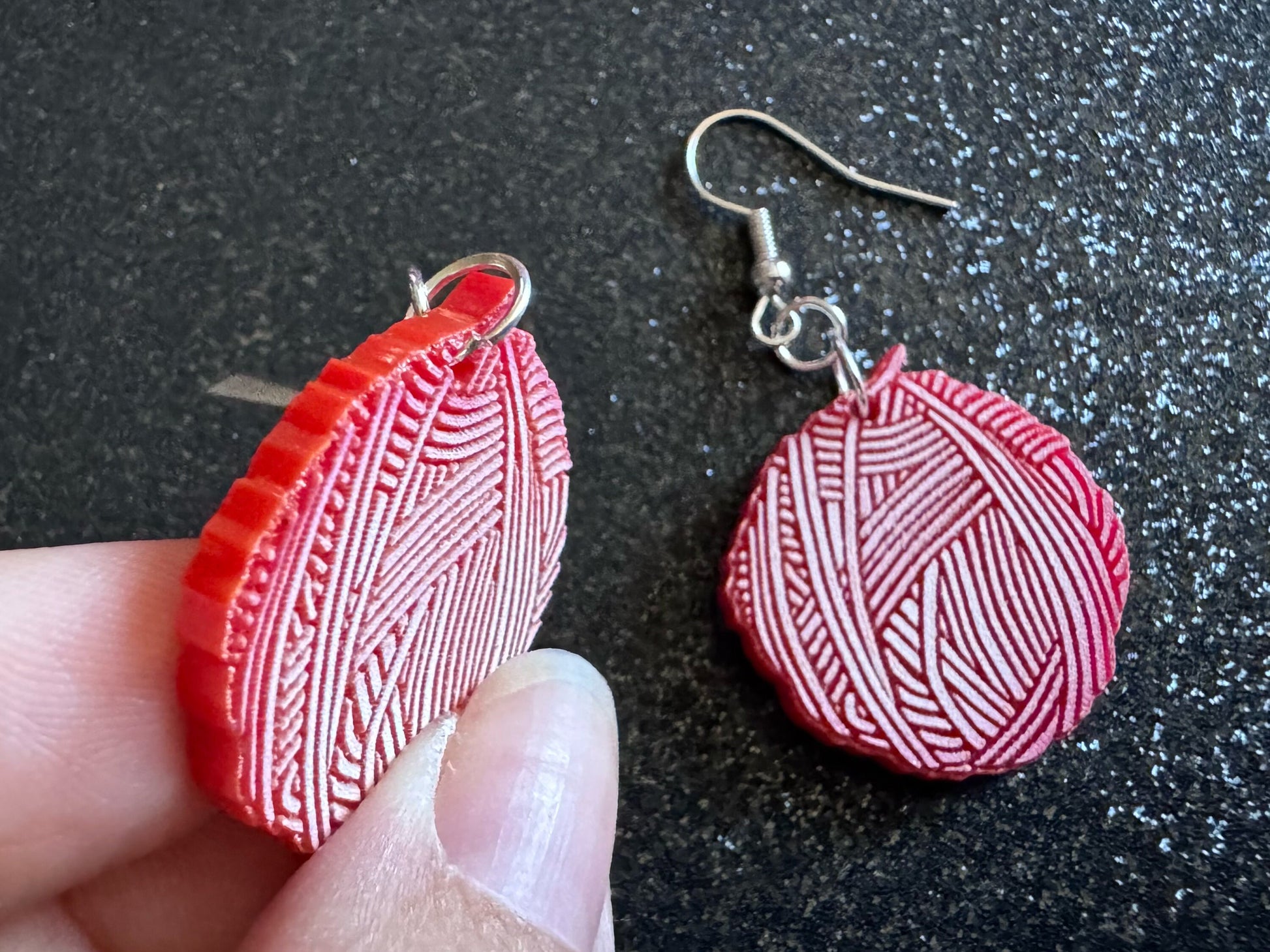 Yarn Earrings: Laser Cut Acrylic Yarn Ball, Knitting, Crafter, Knit, Crochet, Hobby, DIY, Gift, Craft, Crochet, Best Gifts for Her/Him/Them