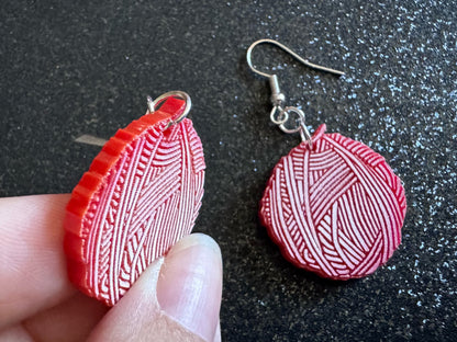 Yarn Earrings: Laser Cut Acrylic Yarn Ball, Knitting, Crafter, Knit, Crochet, Hobby, DIY, Gift, Craft, Crochet, Best Gifts for Her/Him/Them