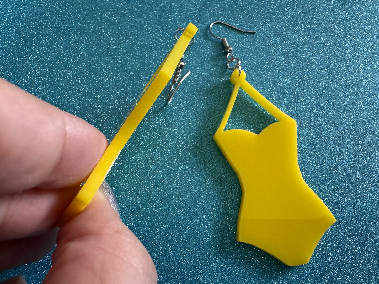 Yellow Bathing Suit Earrings: Laser Cut Acrylic Swimsuit Earrings, Beach, Swim, Swimming, Swimmer, Vacay, Best Gifts for Her/Him/Them