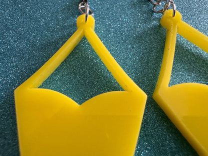 Yellow Bathing Suit Earrings: Laser Cut Acrylic Swimsuit Earrings, Beach, Swim, Swimming, Swimmer, Vacay, Best Gifts for Her/Him/Them