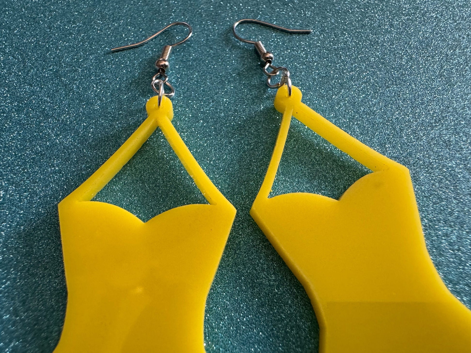 Yellow Bathing Suit Earrings: Laser Cut Acrylic Swimsuit Earrings, Beach, Swim, Swimming, Swimmer, Vacay, Best Gifts for Her/Him/Them