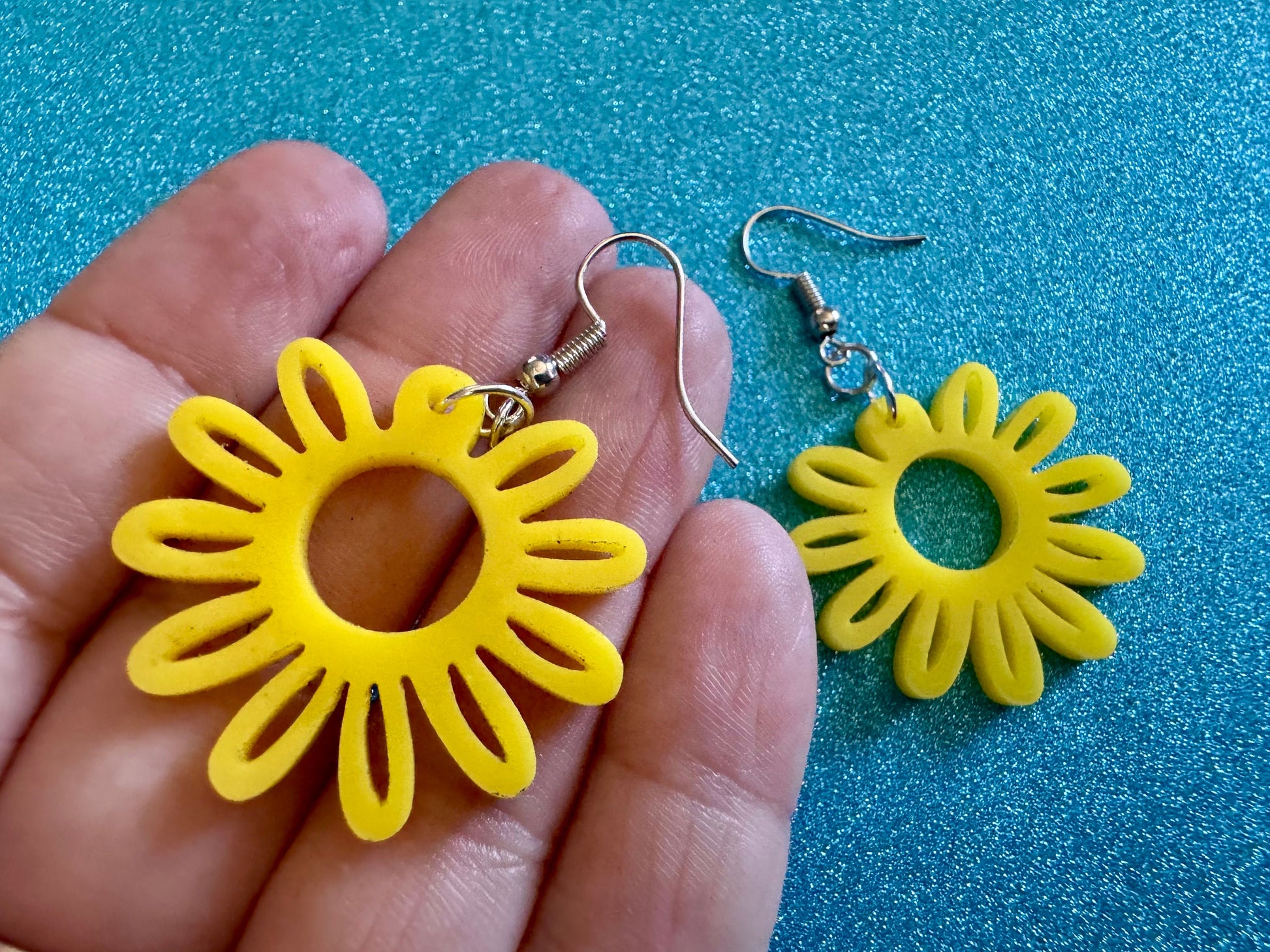 Yellow Flower Earrings: Laser Cut Acrylic Flowers, Sunflower, Daisy, Floral, Plant, Botany, Garden, Summer, Best Gifts for Her/Him/Them