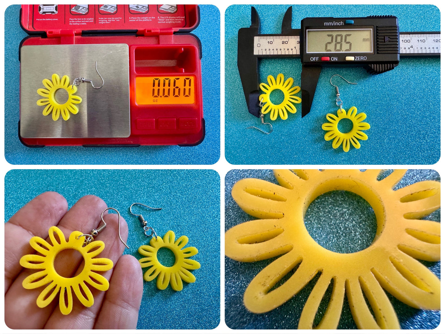 Yellow Flower Earrings: Laser Cut Acrylic Flowers, Sunflower, Daisy, Floral, Plant, Botany, Garden, Summer, Best Gifts for Her/Him/Them