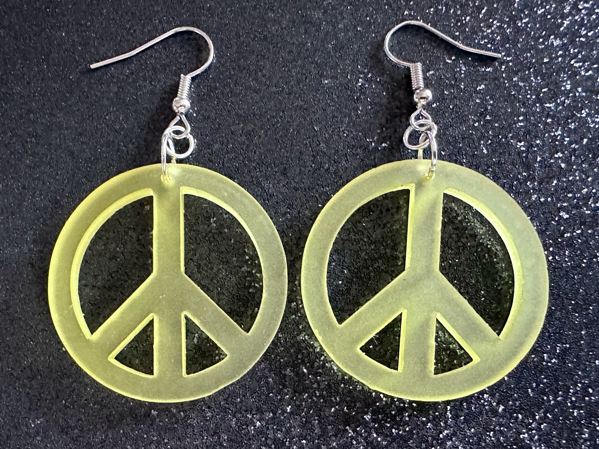 Yellow Peace Sign Earrings: Laser Cut Acrylic Peace Signs, Hippie, Hipster, 80s, Happiness, Happy, Best Gifts for Her/Him/Them