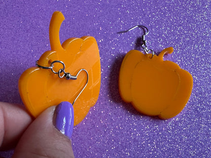 Yellow Pepper Earrings: Laser Cut Acrylic Peppers, Vegetables, Veggies, Gardening, Food Earrings, Best Gifts for Her/Him/Them