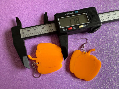 Yellow Pepper Earrings: Laser Cut Acrylic Peppers, Vegetables, Veggies, Gardening, Food Earrings, Best Gifts for Her/Him/Them