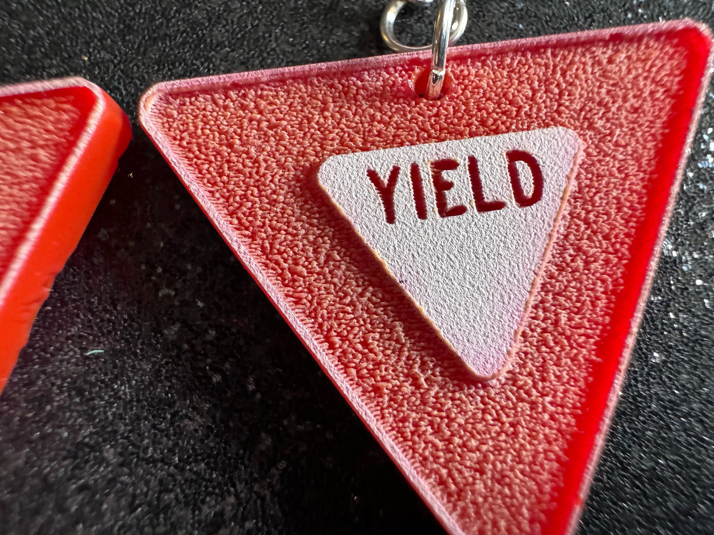 Yield Sign Earrings: Laser Cut Acrylic Signs, Warning, Alarm, Attention Driving, Red & White Road Sign, Best Gifts for Her/Him/Them