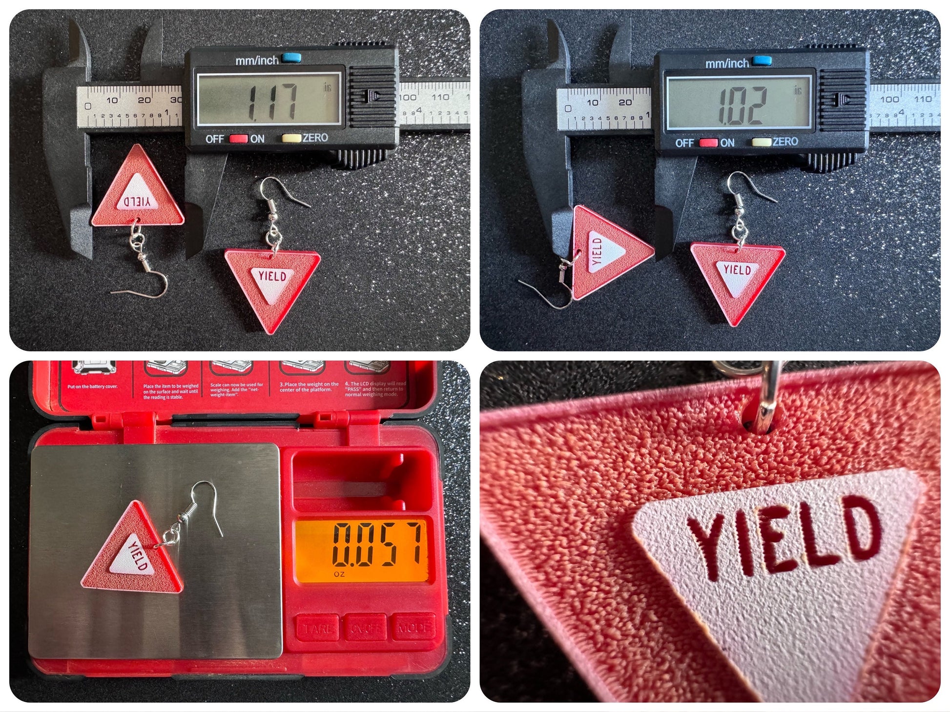 Yield Sign Earrings: Laser Cut Acrylic Signs, Warning, Alarm, Attention Driving, Red & White Road Sign, Best Gifts for Her/Him/Them