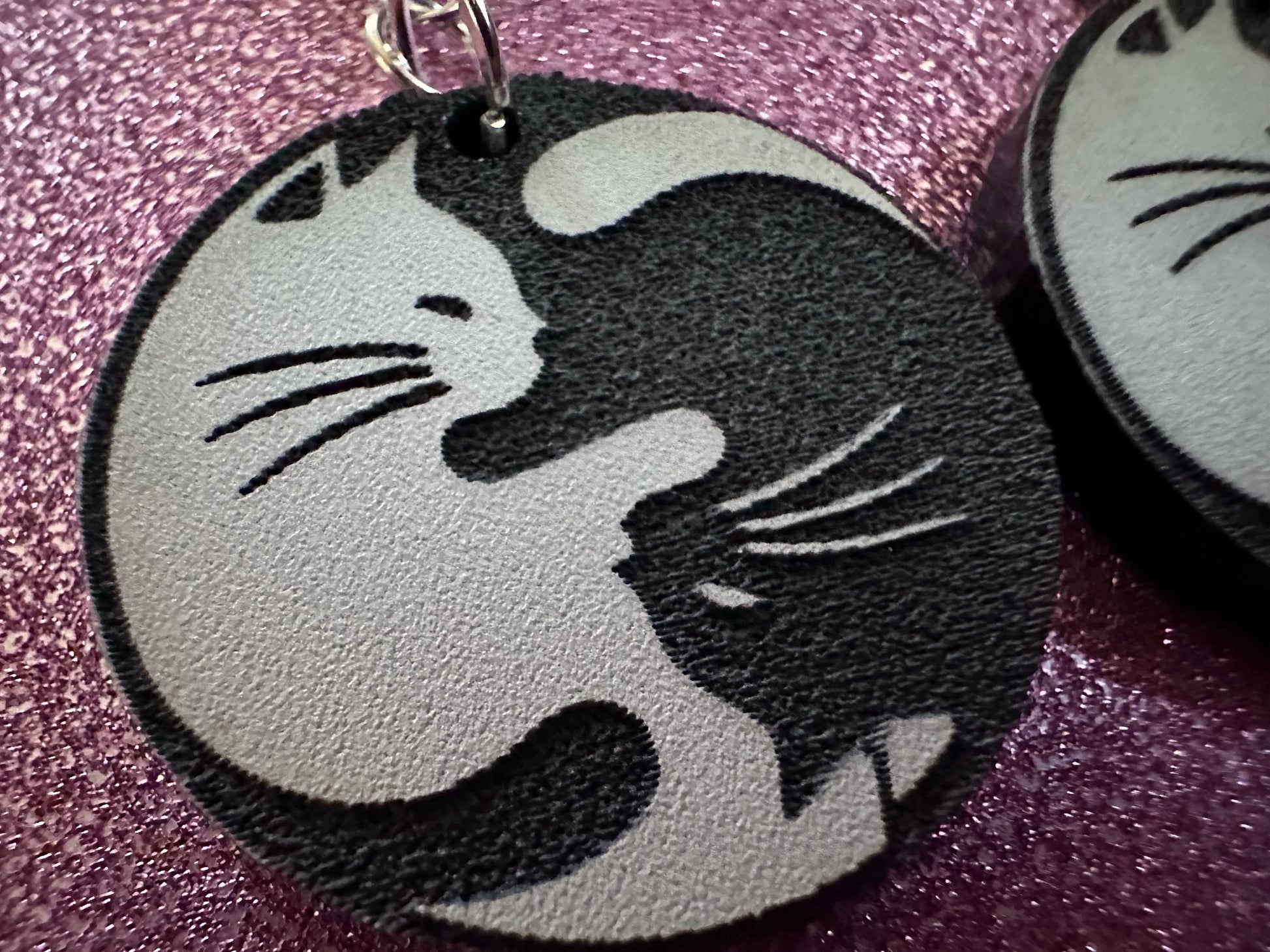 Yin and Yang Cat Earrings: Laser Cut Acrylic Cats, Kitty, Kitten, Cat, Animals, Feline, Black Cat, White Cat, Best Gifts for Her/Him/Them