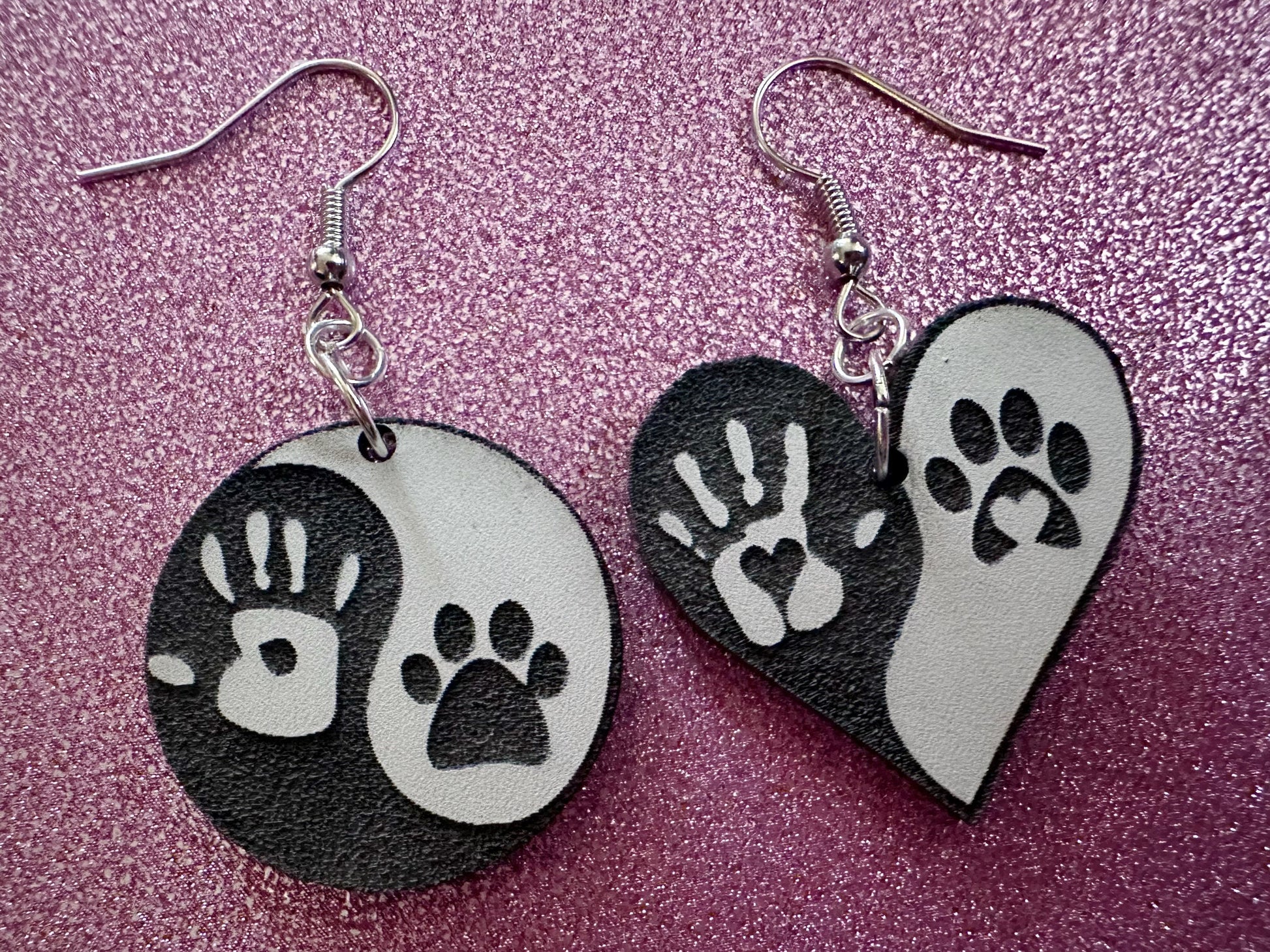 Yin and Yang Cat Earrings: Laser Cut Acrylic Cats, Kitty, Kitten, Cat, Animals, Feline, Black Cat, White Cat, Best Gifts for Her/Him/Them