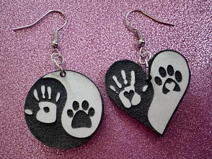 Yin and Yang Cat Earrings: Laser Cut Acrylic Cats, Kitty, Kitten, Cat, Animals, Feline, Black Cat, White Cat, Best Gifts for Her/Him/Them