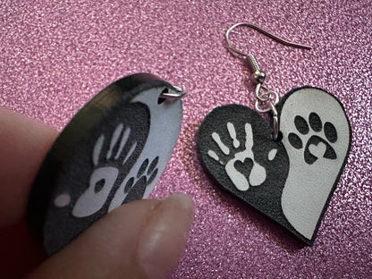 Yin and Yang Cat Earrings: Laser Cut Acrylic Cats, Kitty, Kitten, Cat, Animals, Feline, Black Cat, White Cat, Best Gifts for Her/Him/Them
