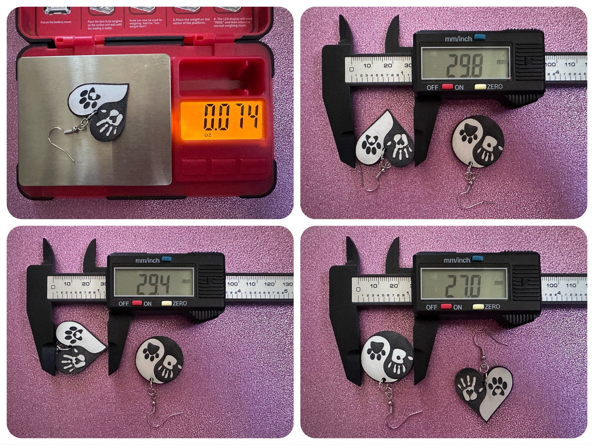 Yin and Yang Cat Earrings: Laser Cut Acrylic Cats, Kitty, Kitten, Cat, Animals, Feline, Black Cat, White Cat, Best Gifts for Her/Him/Them