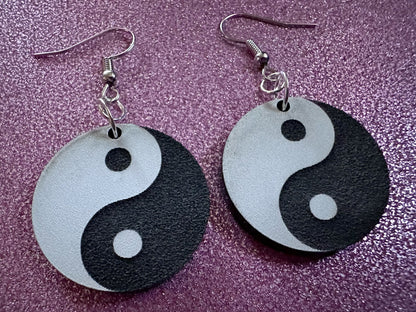Yin and Yang Earrings: Laser Cut Acrylic Yinyang, Yin-Yang, Asian, Buddhism, Buddhist Philosophy, Zen Vibes, Best Gifts for Her/Him/Them