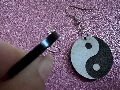 Yin and Yang Earrings: Laser Cut Acrylic Yinyang, Yin-Yang, Asian, Buddhism, Buddhist Philosophy, Zen Vibes, Best Gifts for Her/Him/Them