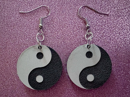 Yin and Yang Earrings: Laser Cut Acrylic Yinyang, Yin-Yang, Asian, Buddhism, Buddhist Philosophy, Zen Vibes, Best Gifts for Her/Him/Them