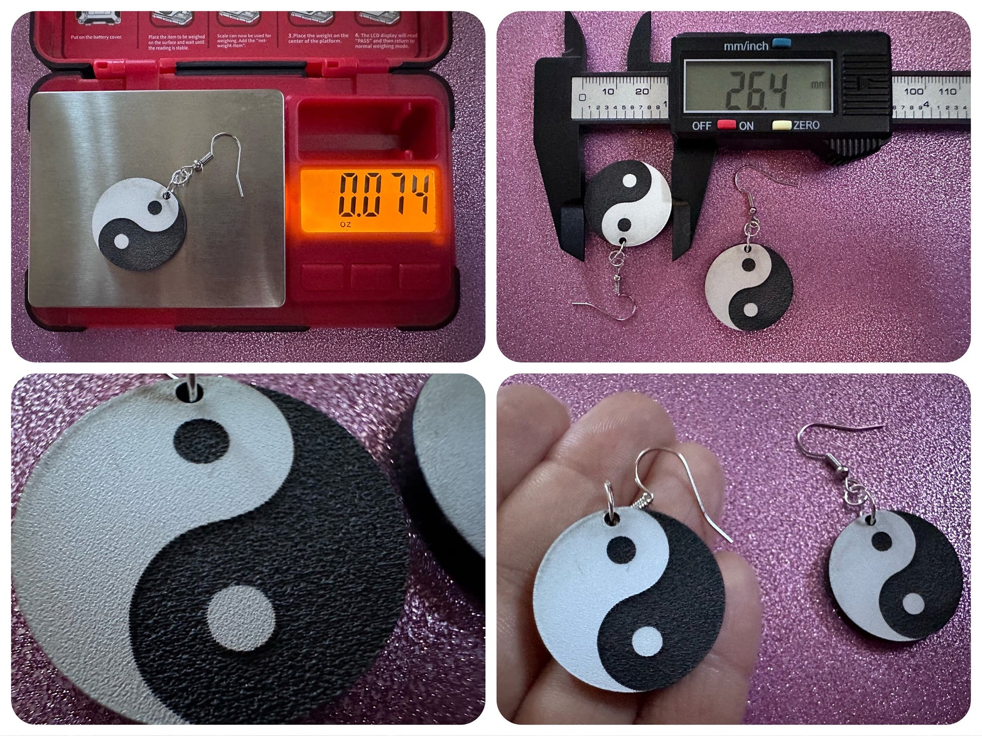 Yin and Yang Earrings: Laser Cut Acrylic Yinyang, Yin-Yang, Asian, Buddhism, Buddhist Philosophy, Zen Vibes, Best Gifts for Her/Him/Them