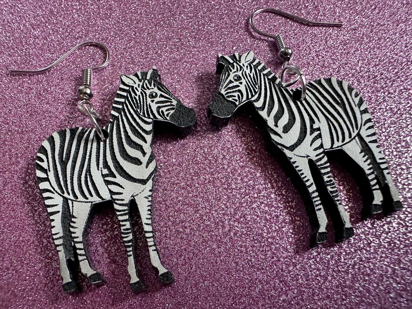 Zebra Earrings: Laser Cut Acrylic Zebras, Safari, Zebras, African Animals, Zoo, Fancy, Fashion, Zebra Print, Best Gifts for Her/Him/Them