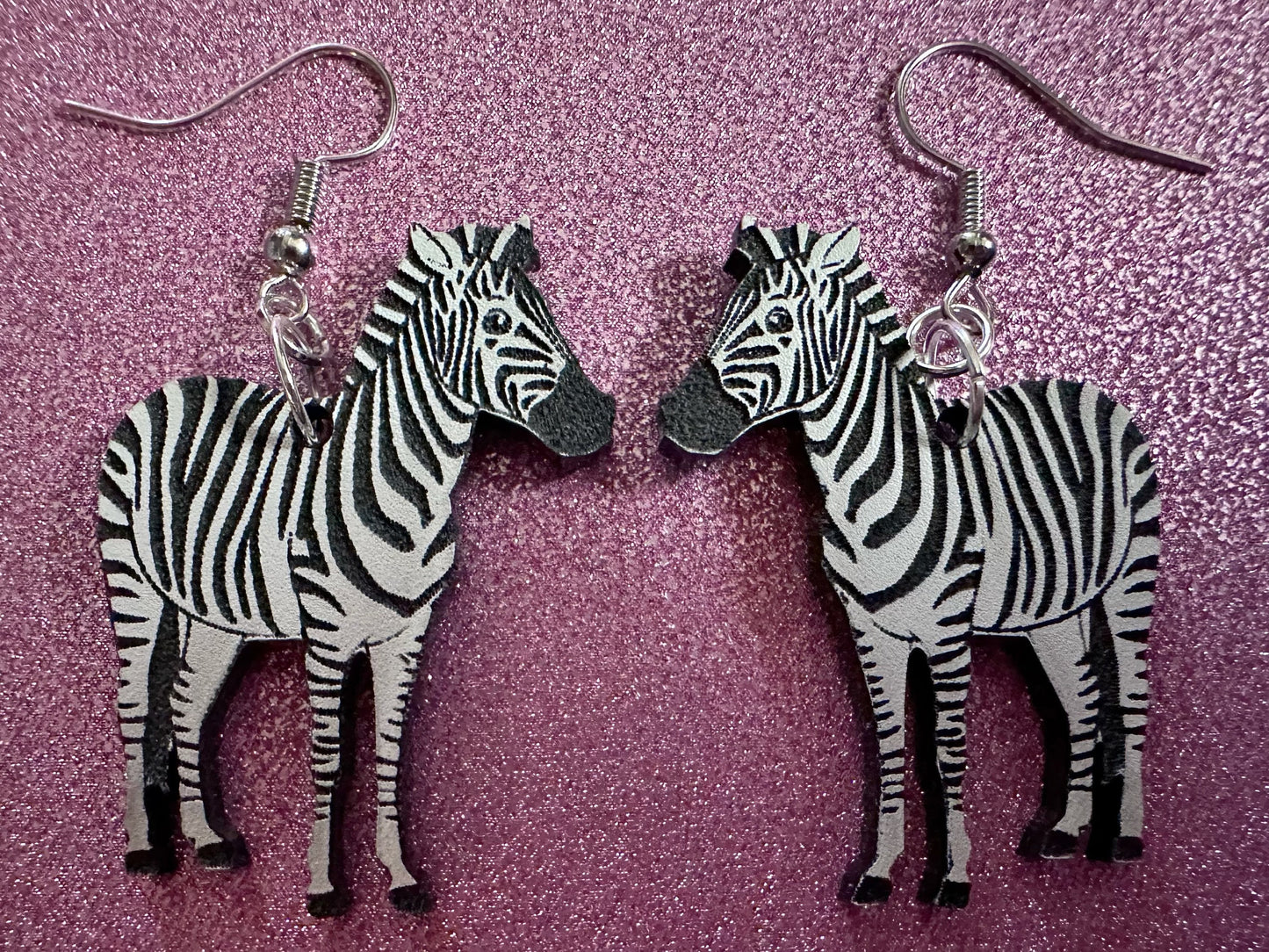 Zebra Earrings: Laser Cut Acrylic Zebras, Safari, Zebras, African Animals, Zoo, Fancy, Fashion, Zebra Print, Best Gifts for Her/Him/Them
