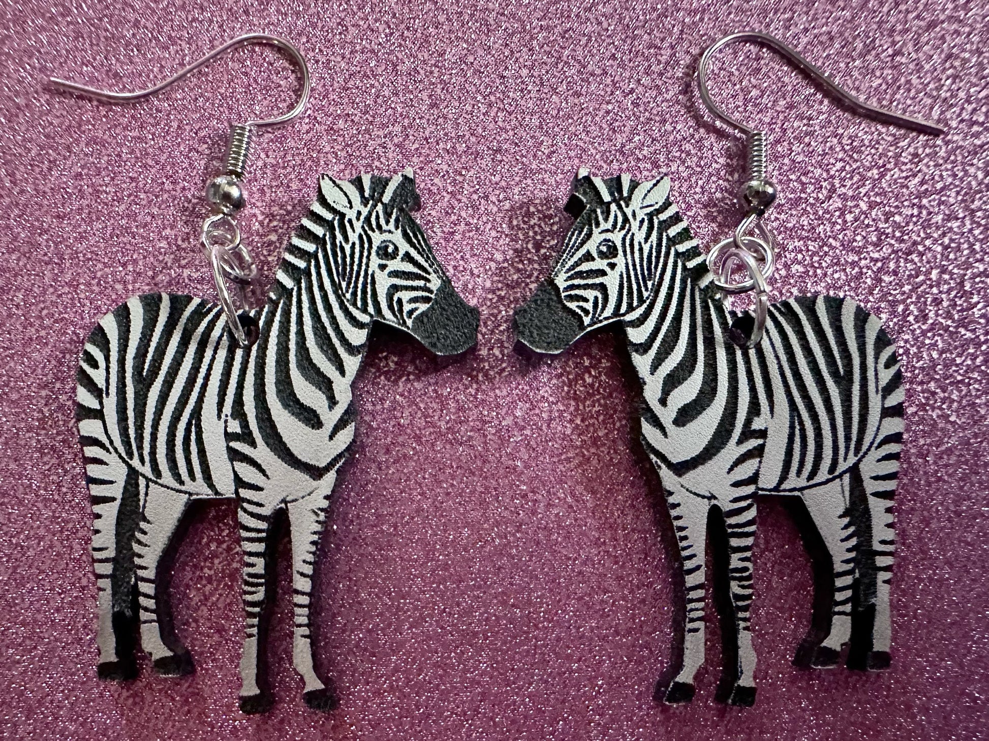 Zebra Earrings: Laser Cut Acrylic Zebras, Safari, Zebras, African Animals, Zoo, Fancy, Fashion, Zebra Print, Best Gifts for Her/Him/Them