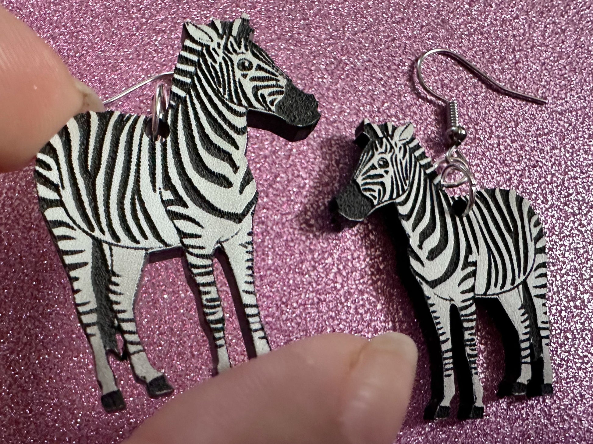 Zebra Earrings: Laser Cut Acrylic Zebras, Safari, Zebras, African Animals, Zoo, Fancy, Fashion, Zebra Print, Best Gifts for Her/Him/Them