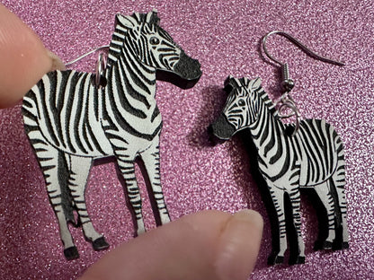 Zebra Earrings: Laser Cut Acrylic Zebras, Safari, Zebras, African Animals, Zoo, Fancy, Fashion, Zebra Print, Best Gifts for Her/Him/Them