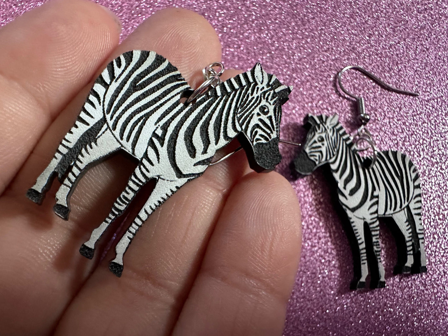 Zebra Earrings: Laser Cut Acrylic Zebras, Safari, Zebras, African Animals, Zoo, Fancy, Fashion, Zebra Print, Best Gifts for Her/Him/Them