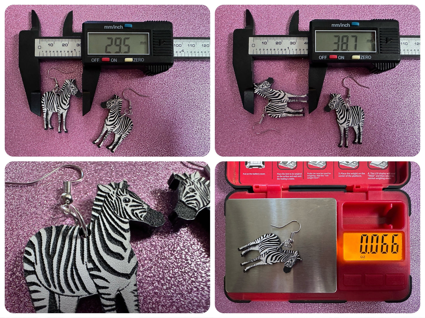Zebra Earrings: Laser Cut Acrylic Zebras, Safari, Zebras, African Animals, Zoo, Fancy, Fashion, Zebra Print, Best Gifts for Her/Him/Them