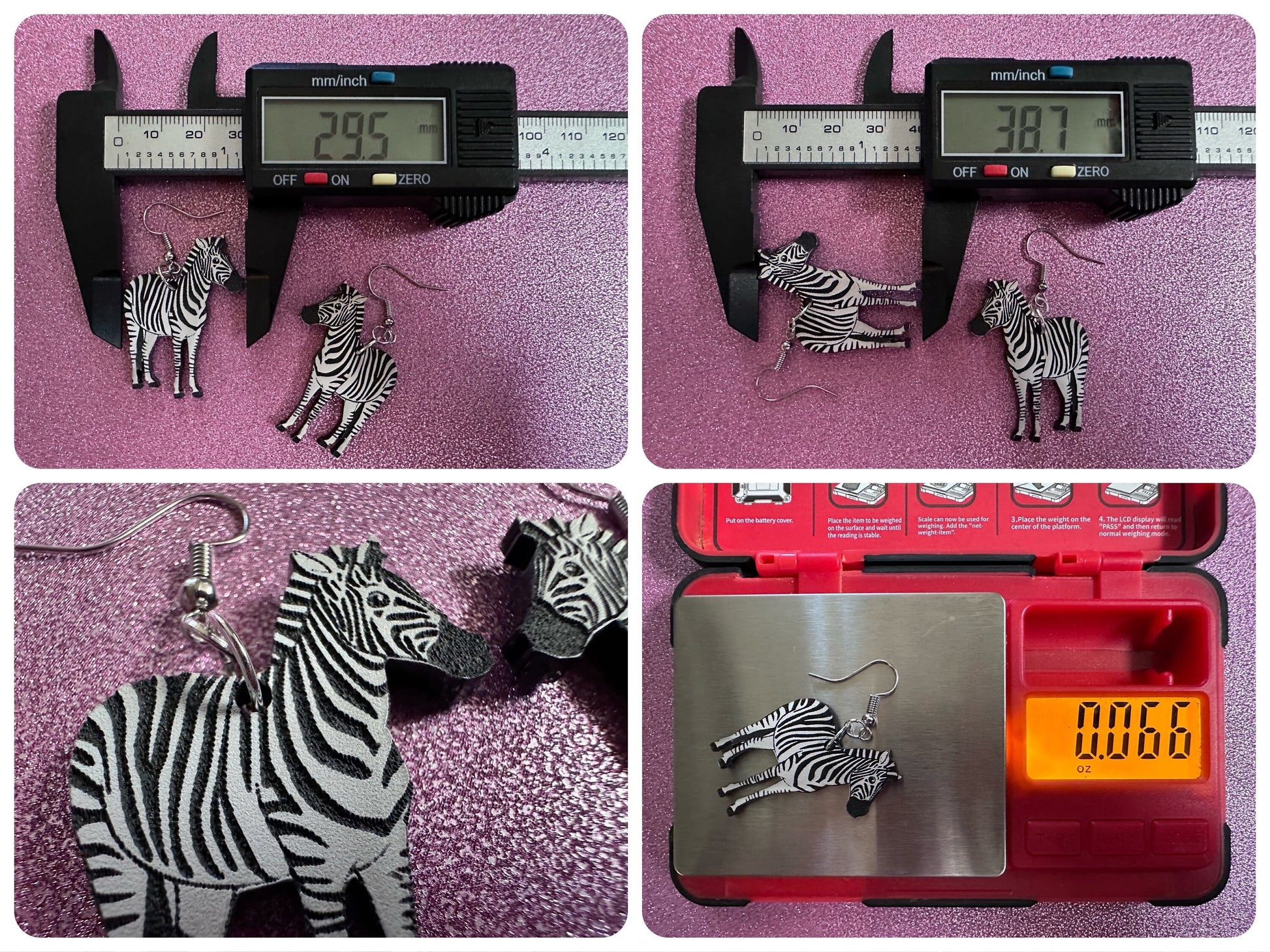 Zebra Earrings: Laser Cut Acrylic Zebras, Safari, Zebras, African Animals, Zoo, Fancy, Fashion, Zebra Print, Best Gifts for Her/Him/Them